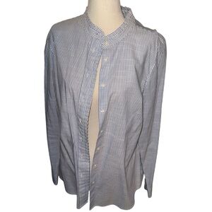 Mandarin Collar Button Down Blouse with Neck Detail